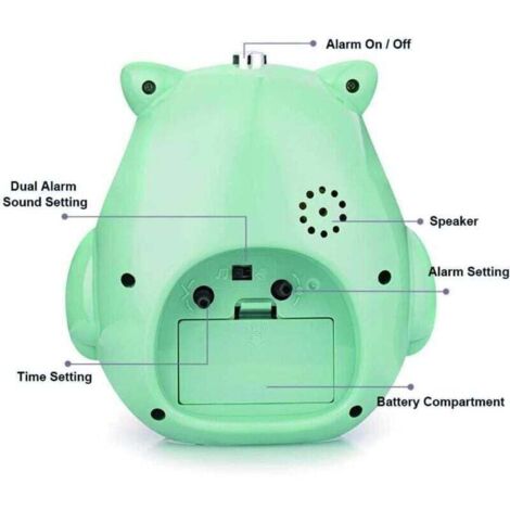 Reloj despertador de búho para niños, reloj despertador infantil sin tictac, reloj infantil con luz nocturna, función de repetición para dormitorio con luz nocturna amarilla y alarma fuerte para niños