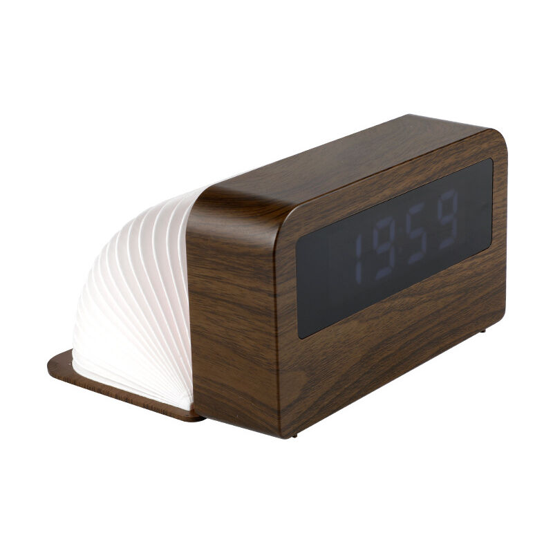 

Reloj despertador de madera LED Reloj despertador digital Fecha de escritorio Temperatura Humedad Pantalla 12/24 horas