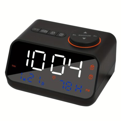 Reloj despertador de mesa LED con radio FM integrada, radio despertador multifuncional, indicador de ciclo de temperatura y humedad, función de repetición de alarma, regalo ideal para Navidad, San Val