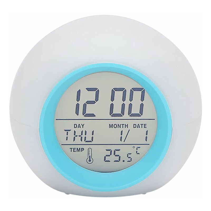 

Reloj despertador de mesa LED multifuncional 7 colores cambiantes Reloj despertador digital Control tactil Luz nocturna de cabecera infantil con