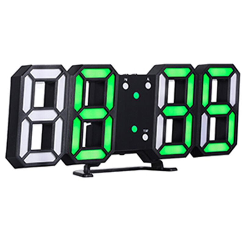 

Reloj despertador del reloj de tabla electronica 3D LED Digital reloj de pared que brilla colgantes Relojes Negro Shell verde Display, Pantalla Negro