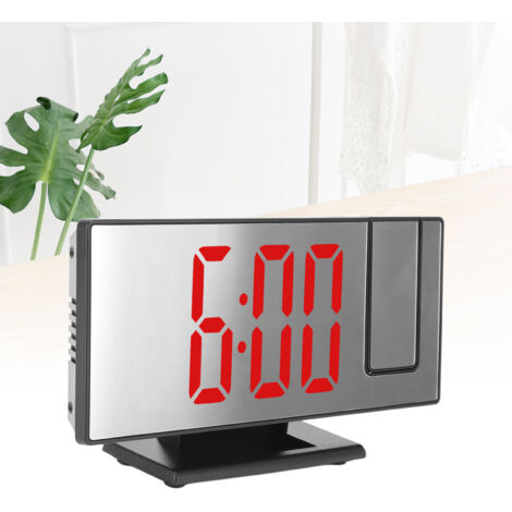 Reloj despertador digital con función de proyección, espejo LED y función de atenuación automática.