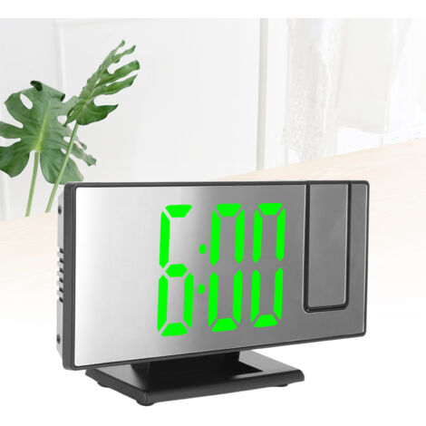 Reloj despertador digital con proyección LED, función de atenuación automática – ABS, 18,5 cm, USB, múltiples alarmas, calendario y visualización de temperatura.