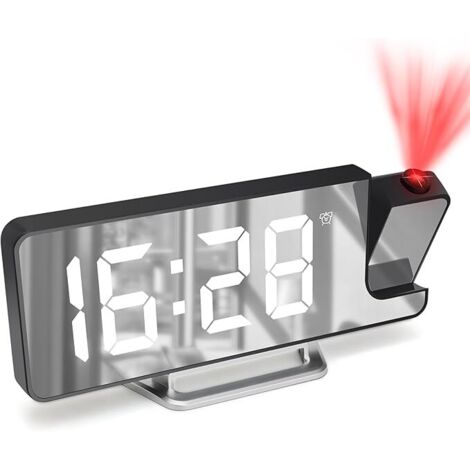 Reloj despertador digital con proyector, reloj despertador inteligente con función de temperatura, función de siesta, color blanco.