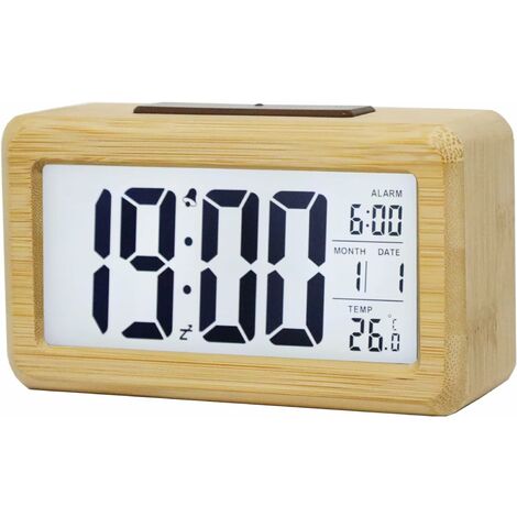 Reloj despertador digital inteligente junto a la cama, reloj de escritorio  USB de viaje verde Led con temperatura de fecha 12/24h Snoo
