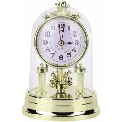 Reloj despertador digital, estilo retro europeo, reloj de escritorio silencioso antiguo para sala de estar, dormitorio, oficina y decoración del hogar (dorado)