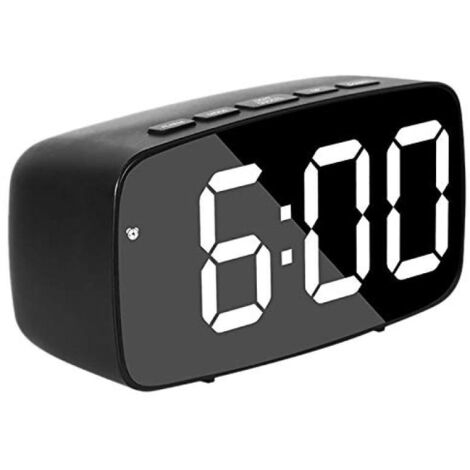 Reloj despertador digital inteligente para mesita de noche con pantalla de 12/24 horas, fecha, temperatura y función de repetición de alarma, LED blanco, puerto USB, color negro.