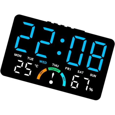 Reloj despertador digital LED - Reloj digital de mesita de noche con 2 alarmas, control de sonido, puerto de carga USB, temperatura y humedad - Reloj despertador con brillo ajustable para dormitorio, 