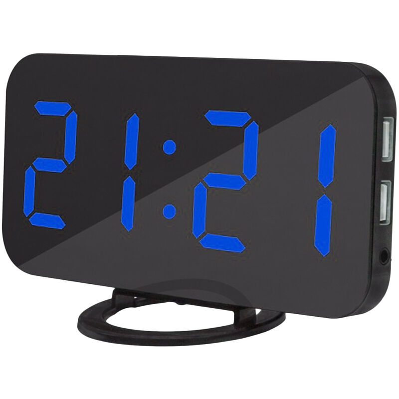 

Reloj despertador digital Pantalla LED con puertos de carga USB dual Modo de atenuacion automatica Funcion de repeticion facil Reloj de pared de