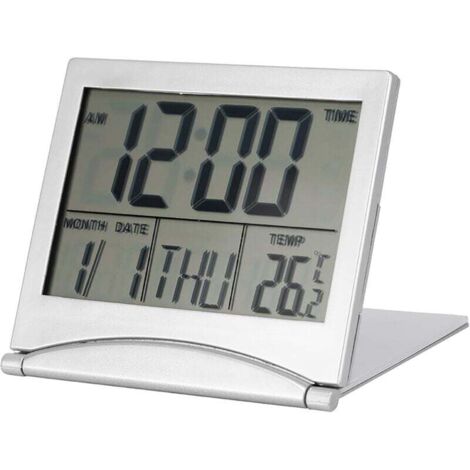 Reloj despertador digital plegable KZQ, reloj digital LCD, reloj despertador digital LED portátil de viaje con fecha, día y hora para sala de estar, oficina y dormitorio.