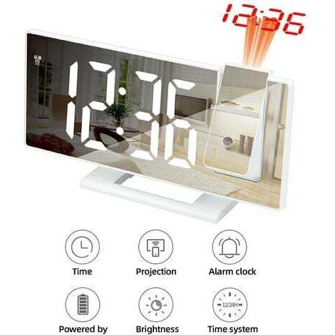 Reloj despertador electrónico con proyección digital LED y proyector de tiempo, reloj silencioso para mesita de noche o dormitorio.