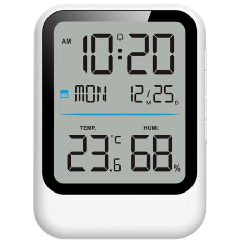 Reloj despertador electrónico digital, indicador de temperatura y humedad, función de repetición de alarma, calendario perpetuo, para escritorio.
