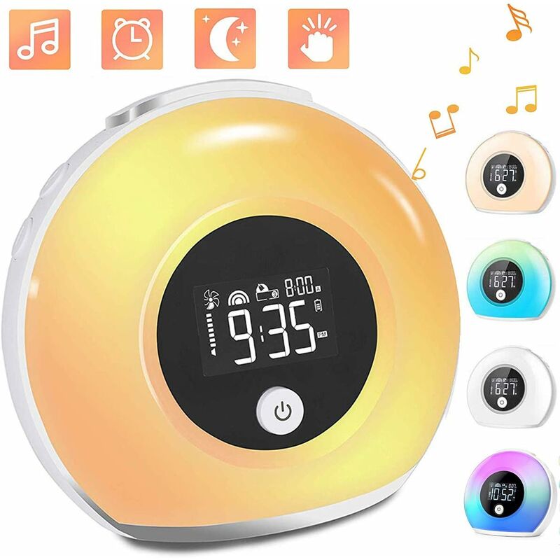 

Litzee - Reloj despertador iluminado, reloj despertador con altavoz Bluetooth, reloj despertador con luz de despertador para niños, luz nocturna con