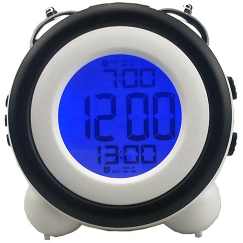 Reloj despertador inteligente, lámpara de noche de metal con doble campana, luz nocturna con sensor inteligente, despertador electrónico, reloj