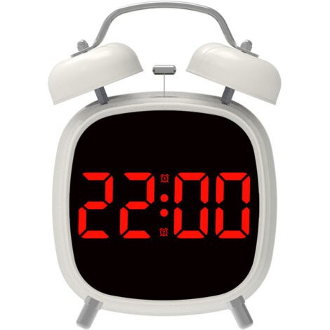 Reloj despertador LED, reloj despertador multifuncional, alarma de llamada, reloj despertador digital, para uso doméstico, alto volumen - Luz roja y carcasa blanca