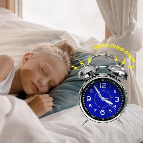 Reloj despertador metálico retro con doble campana silenciosa para niños.