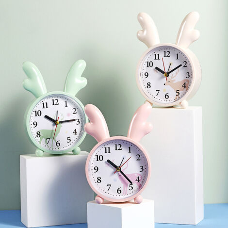 Reloj despertador miniatura ultrasilencioso [Conejo] - ABS - 140 g - Idea de regalo para el hogar y la oficina [Pila AA no incluida]