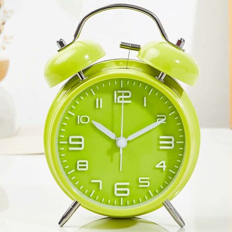 Reloj Despertador MINKUROW Para Despertar, Enseñar A Los Niños A Planificar Su Tiempo Sabiamente, Decoración De Escritorio De Hierro, Reloj De Pared De 11,4 Pulgadas Color: Verde