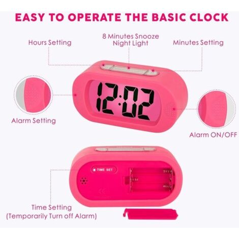 Reloj despertador - Reloj despertador digital - Reloj despertador de viaje con función de repetición y luz nocturna - Fácil de configurar - Alarma sencilla para la hora de dormir de los niños - Tono d