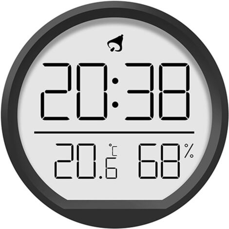Reloj digital con monitor de temperatura y humedad, función de alarma, diseño magnético/para montaje en pared, ideal para el hogar y la oficina, color negro.