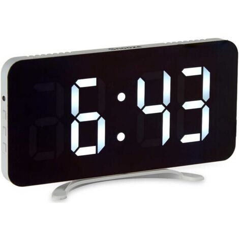Reloj Digital de Sobremesa Espejo Blanco ABS (15,7 x 7,7 x 1,5 cm) 8430852863027 S3611242 Gift Decor