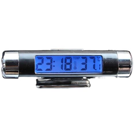 Reloj digital LCD para coche con luz azul para bicicleta, motocicleta y camión (86 x 20 mm)