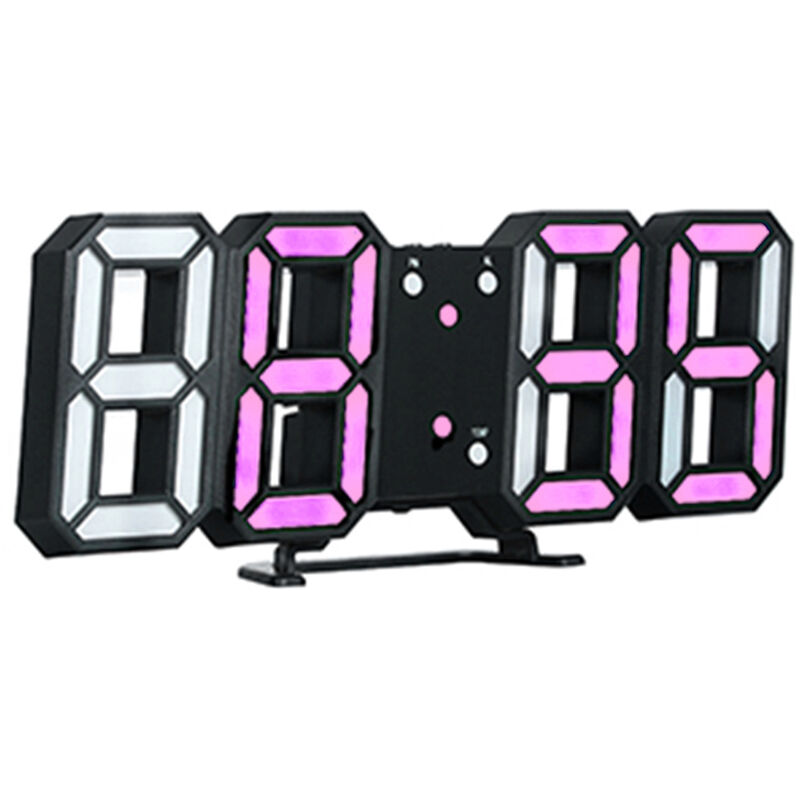 

Reloj digital LED 3D, reloj de mesa electronico, reloj despertador,Pantalla rosa concha negra