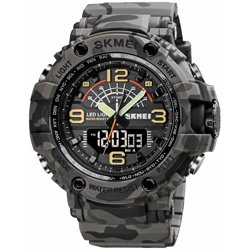 

Reloj electronico digital de cuarzo SKMEI para hombre, 3 modos de hora, fecha, semana, reloj despertador, luz de fondo, 5ATM, resistente al agua,