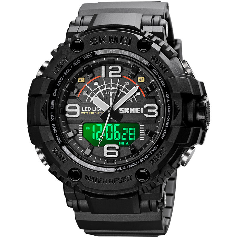 

Reloj electronico digital de cuarzo para hombre, 3 modos de hora, fecha, semana, reloj despertador, luz de fondo, 5ATM, resistente al agua, moda