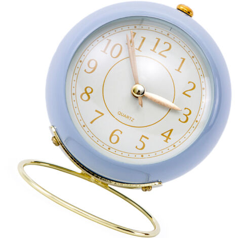 [Reloj electrónico infantil con movimiento de cuarzo] Reloj de pared silencioso, redondo, de metal morado – Caja muy estable con manecillas antivibración para dormitorio y sala de estar.