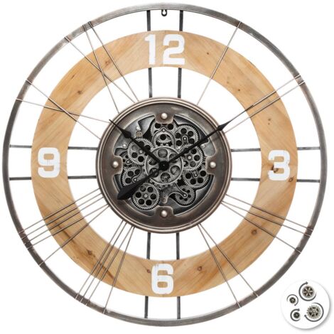 Reloj «Lana» - metal y madera D90 cm - Atmosphera créateur d'intérieur