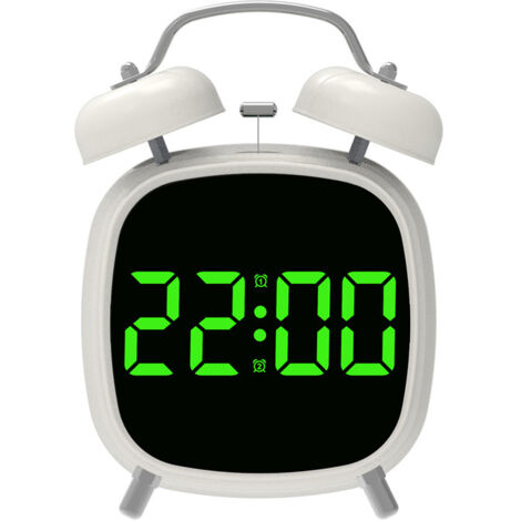 Reloj LED, reloj multifunción, despertador, despertador digital, para uso doméstico, volumen alto - luz verde (carcasa blanca)