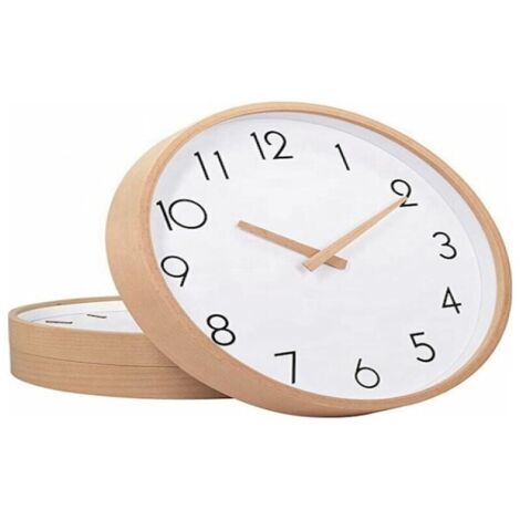 Reloj literario de madera maciza para lectura silenciosa, diseño limpio, estilo nórdico, reloj de pared de madera sencillo y elegante.
