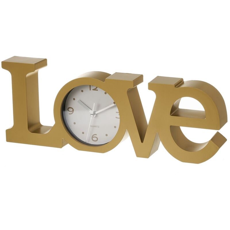 

Reloj Love dorado mate de plástico de 39x14 cm