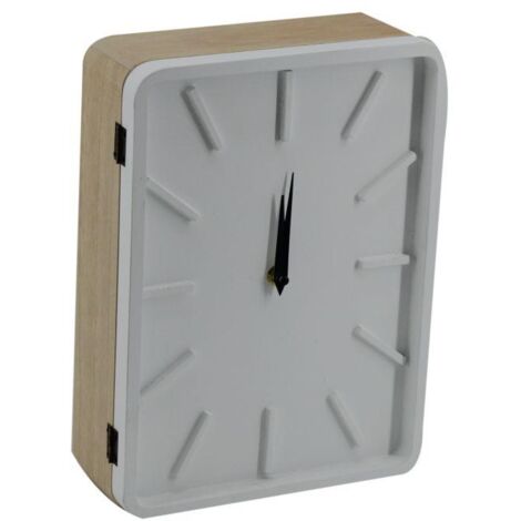 Reloj madera blanco con puerta rectangular llavero 8p cm22x30x8