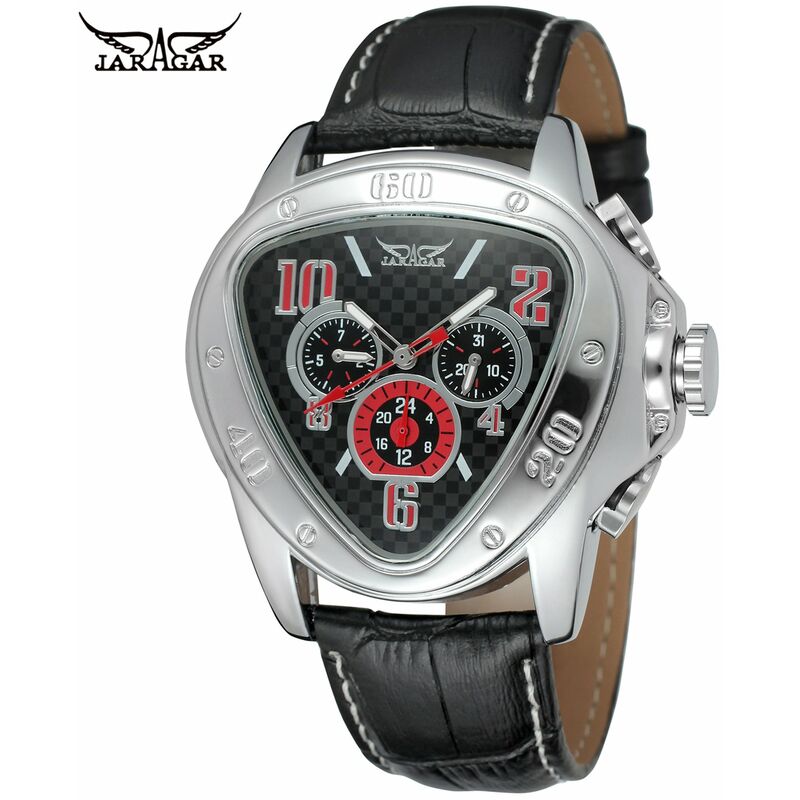 

Reloj mecanico automatico para hombre con reloj de pulsera de moda con correa de cuero,Negro