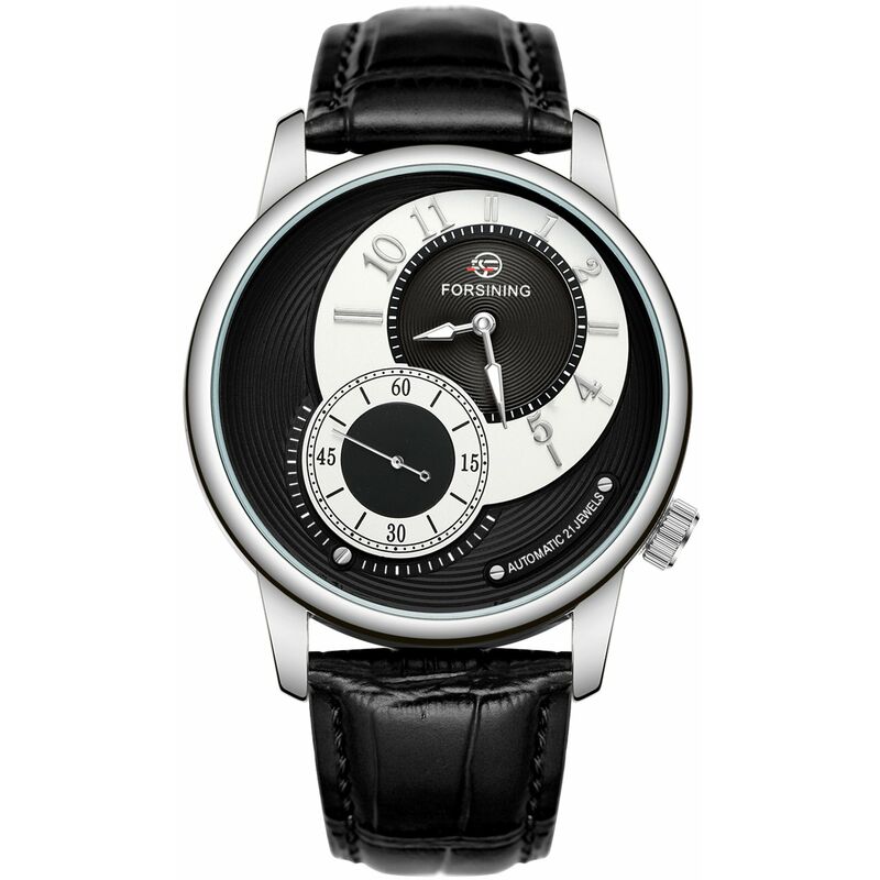 

Reloj mecanico con correa de cuero Reloj de pulsera automatico 3ATM para hombres y ninos,Blanco negro