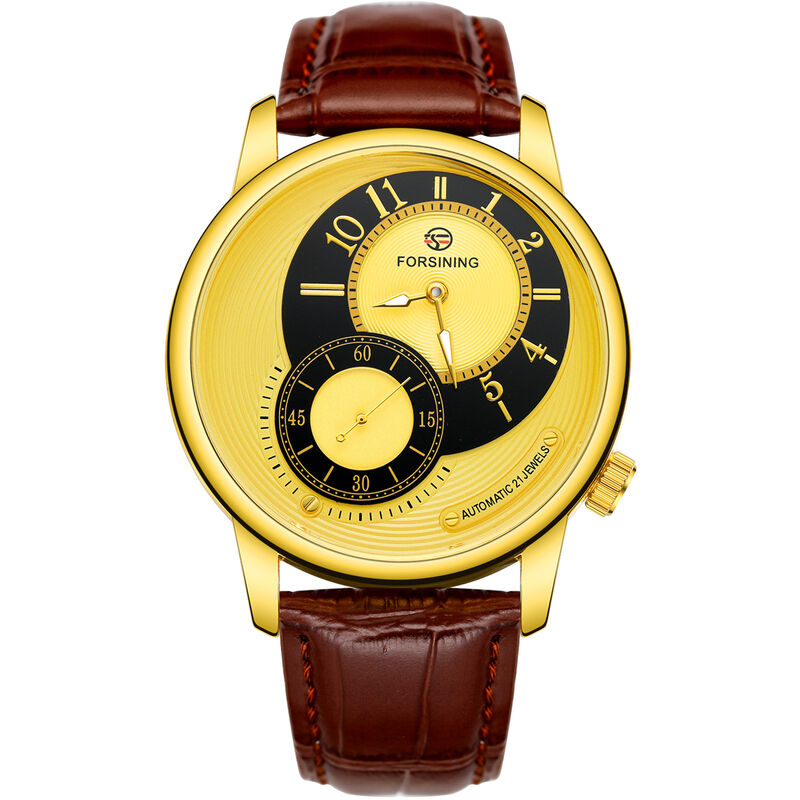 

Reloj mecanico con correa de cuero Reloj de pulsera automatico 3ATM para hombres y ninos,Oro