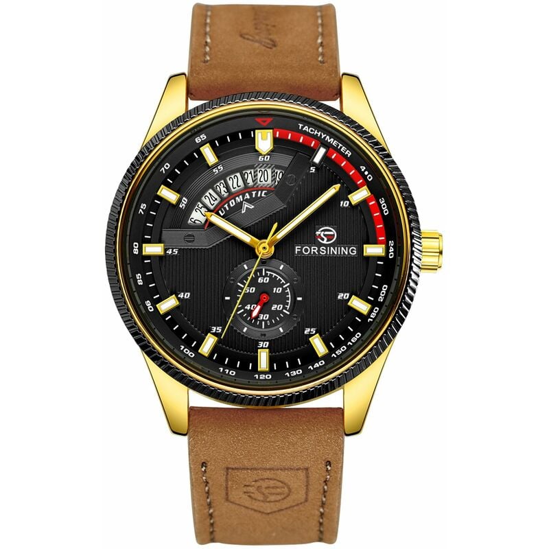 

Reloj mecanico con correa de cuero Reloj de pulsera automatico 3ATM para hombres y ninos,A5