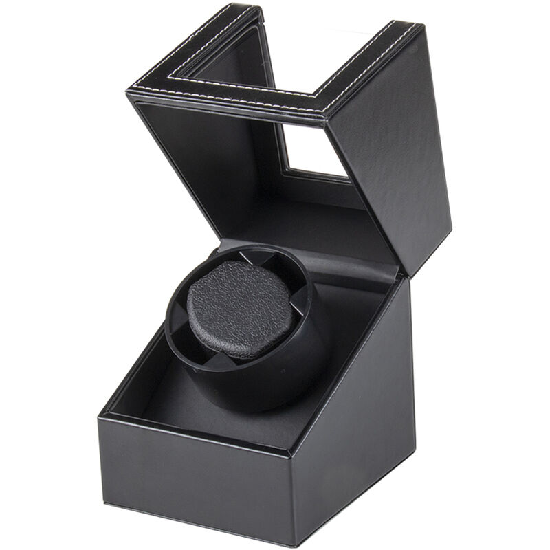 

Reloj mecanico USB Caja de bobinado automatico Mini soporte de enrollador de reloj Agitador Organizador de almacenamiento de pantalla, Negro