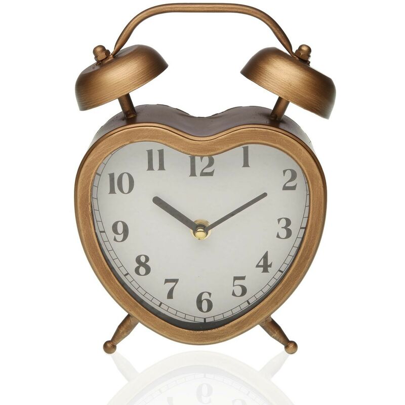 

Reloj Mesa Corazon Dorado