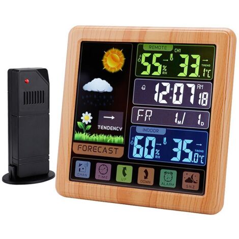 Reloj meteorológico inalámbrico, reloj multifuncional con pantalla a color, termómetro e higrómetro con pantalla táctil para el hogar, despertador... DEBUNS