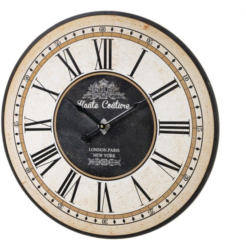 

Reloj New York redondo vintage negro de MDF, de ø 60 cm