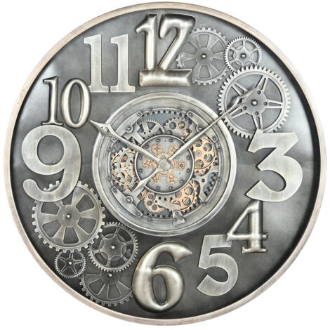 Reloj Pared Hierro Cristal 100X10X100 Plateado