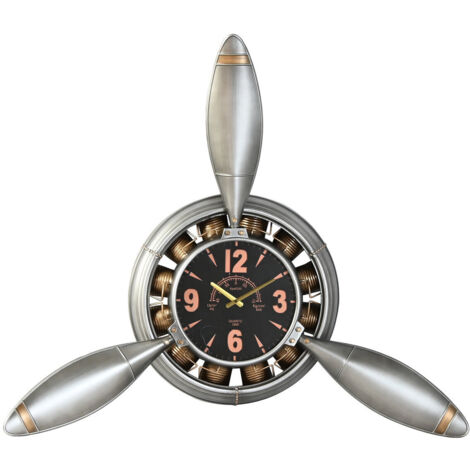 Reloj Pared Metal Pvc 133X24X120 Helice Avion