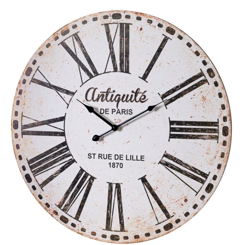 

Reloj París envejecido vintage beige de MDF, de ø 60 cm