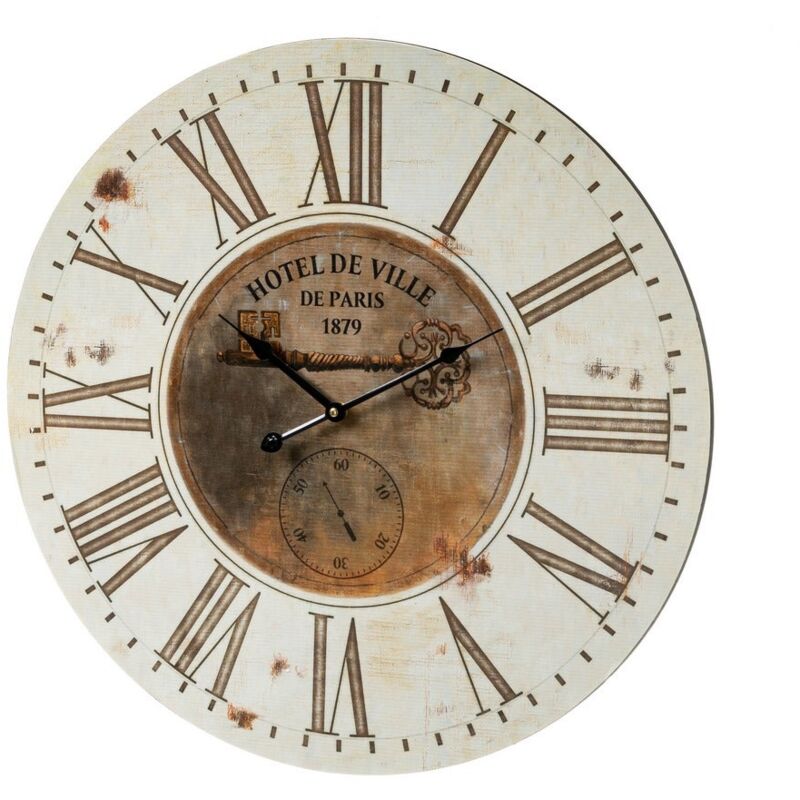 

Reloj París envejecido vintage marrón de MDF, de ø 60 cm