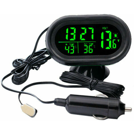 Reloj pequeño para salpicadero de coche, pantalla LCD Digital negra, calendario de fecha y hora, nuevo, 1 ud.,Verde
