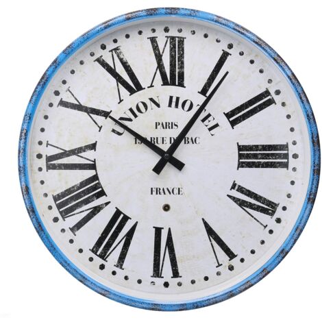 Reloj redondo metal blanco azul cmø39x6