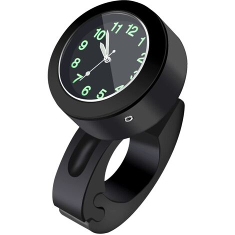 Reloj universal para manillar de motocicleta, resistente al agua, con luz LED de 7/8 a 1 pulgada, para manillar de bicicleta y motocicleta (negro)